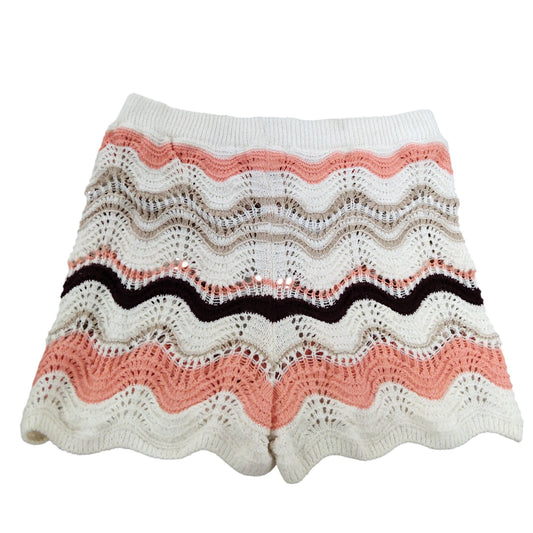 River Island Women's Knit Shorts UK Size 8 Multi Colour Crochet Style