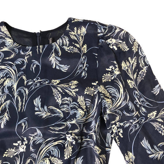 Floral Print Midi Dress UK6 Women's Elegant Design Decorative Ruffle Sleeves