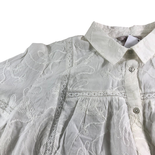 White Embroidered Long Sleeve Blouse - Size 26