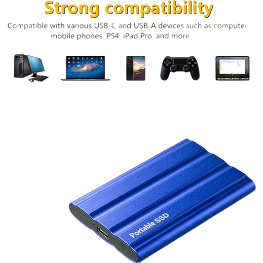 Portable SSD 10TB External SSD Waterproof Shockproof Blue Aluminium