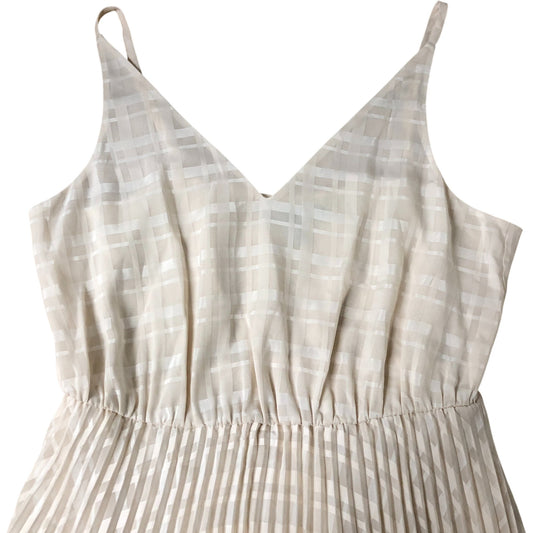 AllSaints Sinead Midaxi Pleated Dress V Neck Sleeveless Cream Medium