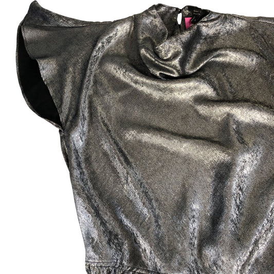 River Island Metallic Dress Size 12 Women's Short Sleeve Silver