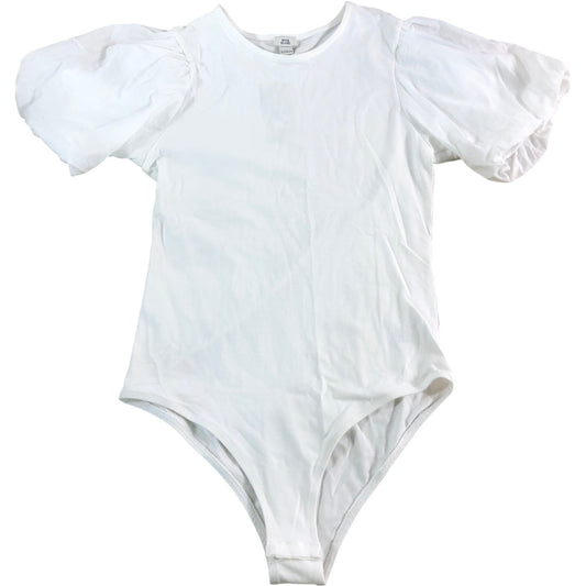 RIVER ISLAND Puff Sleeve Bodysuit Size 11-12 Years Girls White Short Sleeve Top