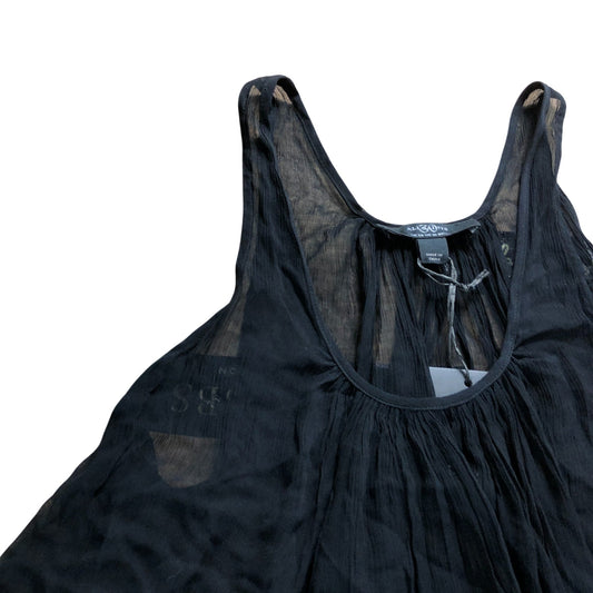 AllSaints Black Sheer Tiered Vest Top - Size 14