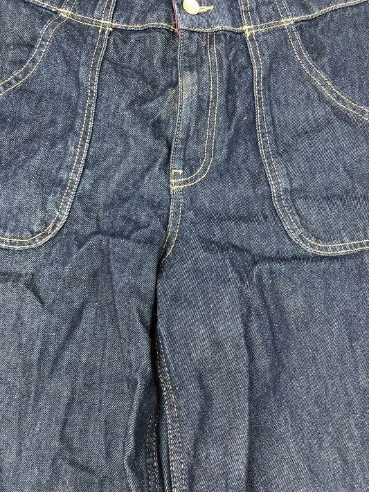 River Island Wide Leg Jeans Size 12 Women's Dark Blue Cotton Flared Trousers