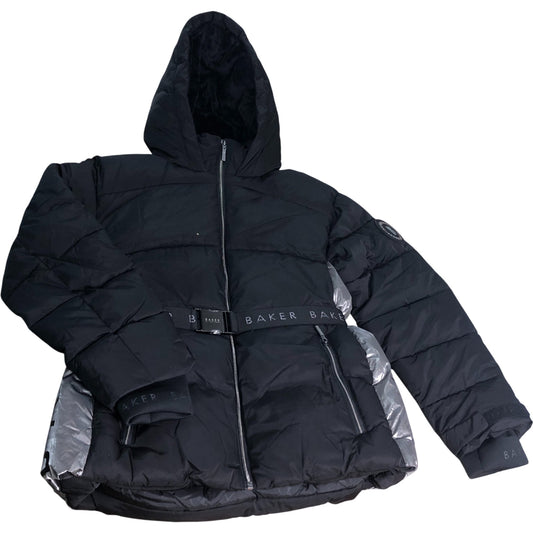 Baker By Ted Baker Puffer Jacket 12 Years Girls Black Hooded Insulated Outerwear