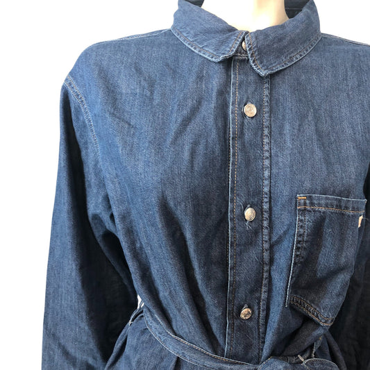Calvin Klein Jeans Denim Shirt Dress M - UK 10 Women's Casual Long Sleeve Blue