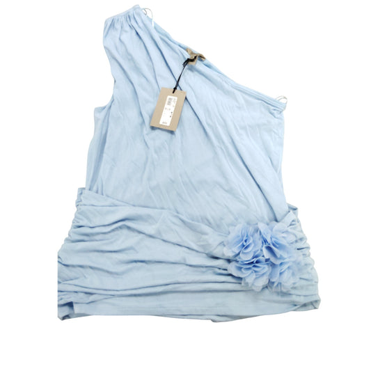 River Island Blue One Shoulder Top M Size Women's Floral Detail Evening Wear