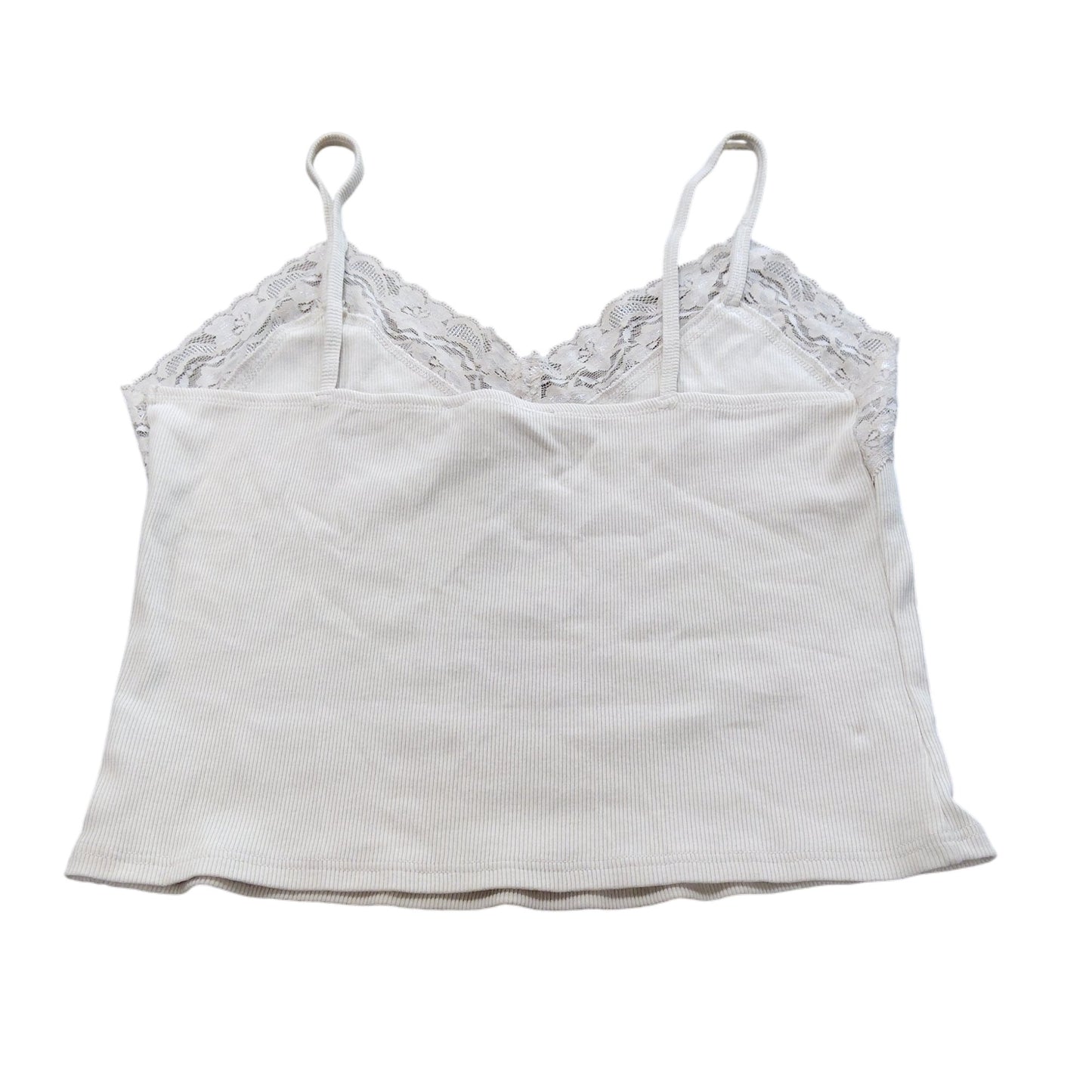 River Island Women's Lace Trimmed Camisole Top Size L Cream Soft Cotton Blend