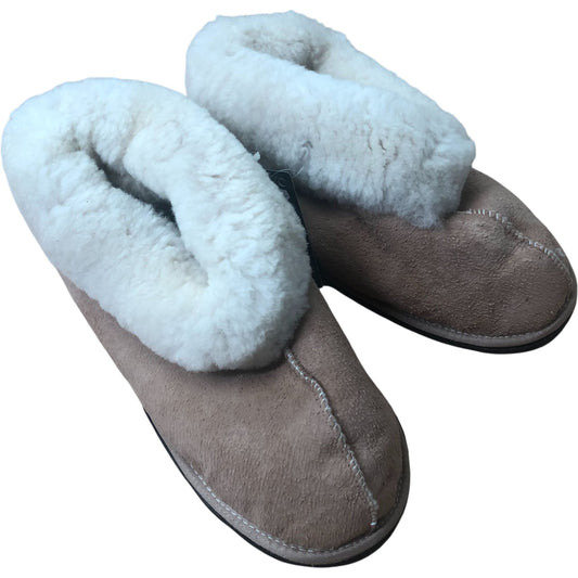 JCP Leathers Womens Genuine Sheepskin Slippers Tan Warm Cozy Shoes