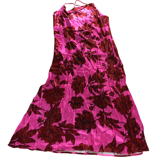 River Island UK18 Women's Floral Maxi Dress Slip Style Pink Red Summer