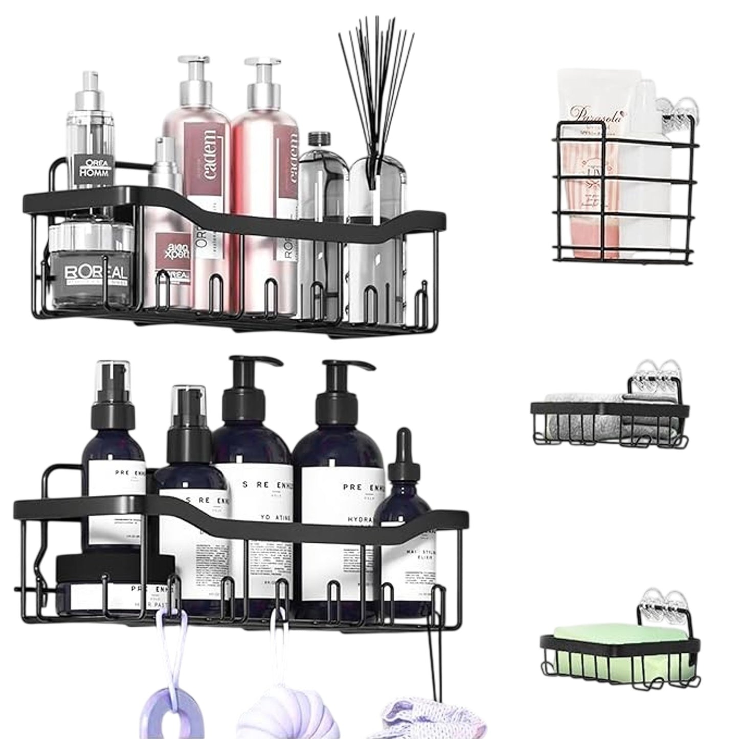 WateryWave Shower Caddy Bathroom Storage Shelf Organiser No Drill 5 Pack