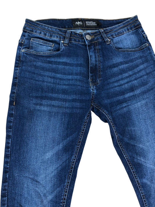 Avant Garde Slim Fit Jeans 32W 32L Men's Dark Wash Cotton Denim Trousers