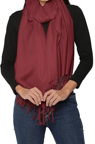Allen and Mate Shawl Beetroot 100 Cotton Womens Fringed Wrap Scarf