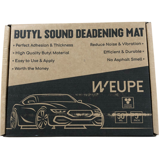 W'EUPE Butyl Sound Deadening Mat 50 Mil Black Easy To Use Reduce Noise 5 Pack