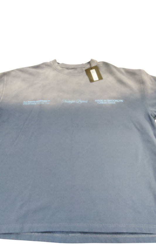 River Island T-Shirt XL Men's Graphic Tee Blue Cotton Made In Brooklyn