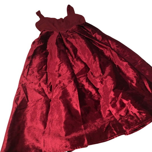 Evening Dress UK12 Women's Burgundy Velvet Spaghetti Straps
