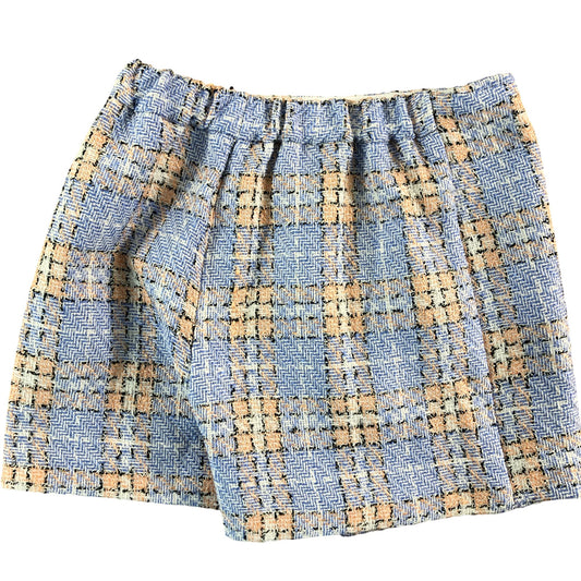 RIVER ISLAND Girls Blue Light Check Skirt UK9-10 Yrs Elastic Waist