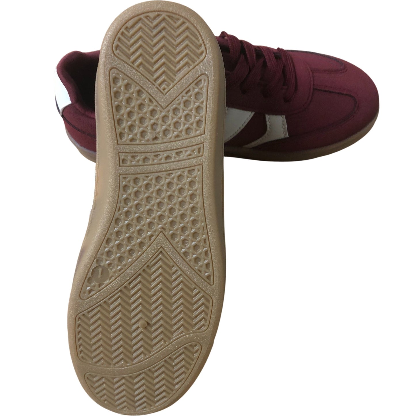 Kids Burgundy Faux Suede Trainers UK4
