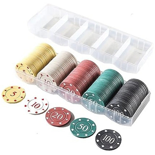 AGD Lights 100PCS Poker Chips Set Great For Games Collection Casino Fun
