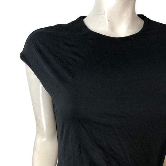 All Saints Dress UK10 Women's Black Cap Sleeve Asymmetrical Hem Midi