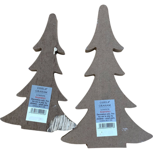 Gisela Graham Natural Wood Christmas Tree with Snowflakes Set of 2