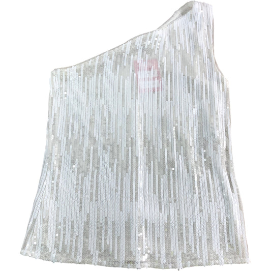 Branded White One Shoulder Sequin Top UK 12 Women's