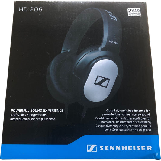 Sennheiser HD 206 Stereo Headphones Powerful Sound Closed Design Lightweight