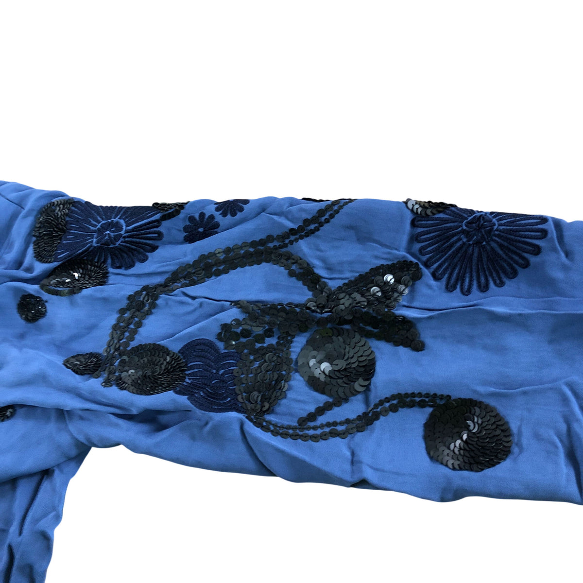 Arden Sequin Shirt Women's Blue Embroidered Long Sleeve Top
