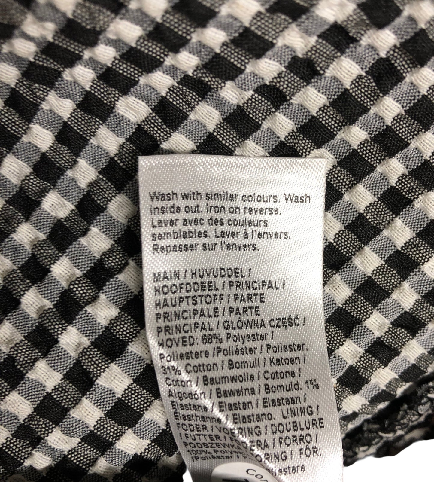 River Island Black And White Gingham Puff Sleeve Dress Women's Size UK10