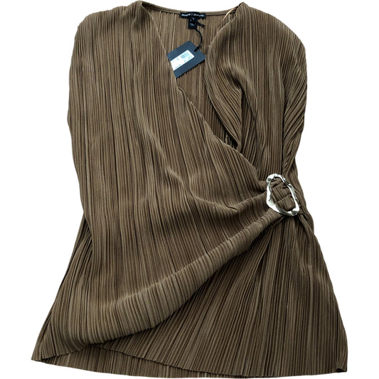 River Island Women's Pleated Top Size S Brown Wrap Style With Belt Detail