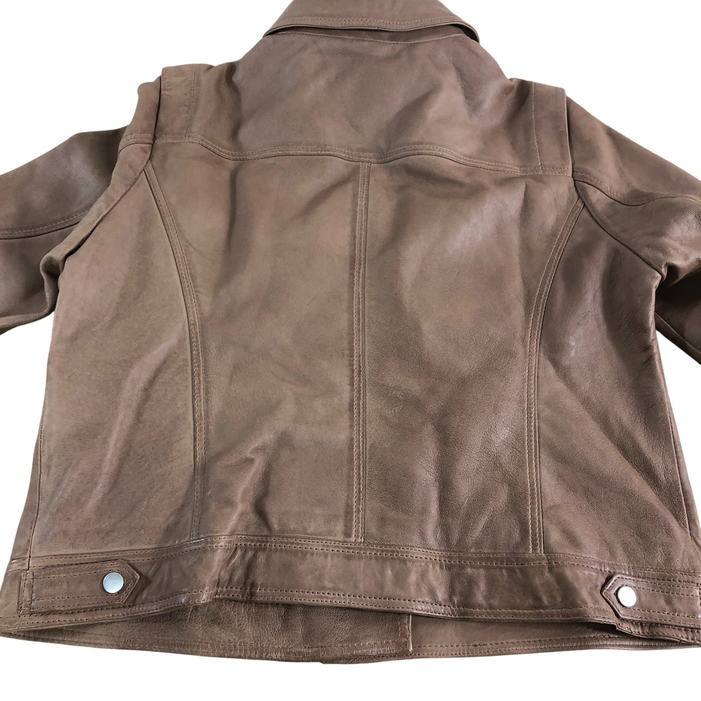 Branded Tan Brown Leather Biker Jacket UK18