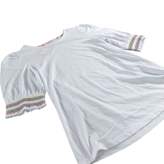 Boden White Puff Sleeve Top Women's Soft Cotton Blend UK12