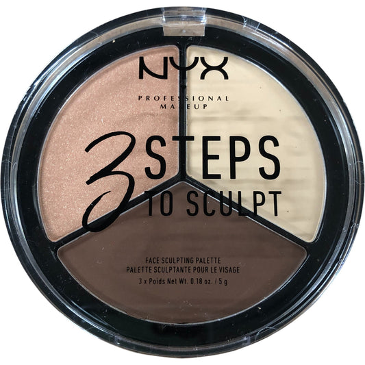 NYX 3 Steps To Sculpt Face Sculpting Palette Light Contour Highlight Makeup