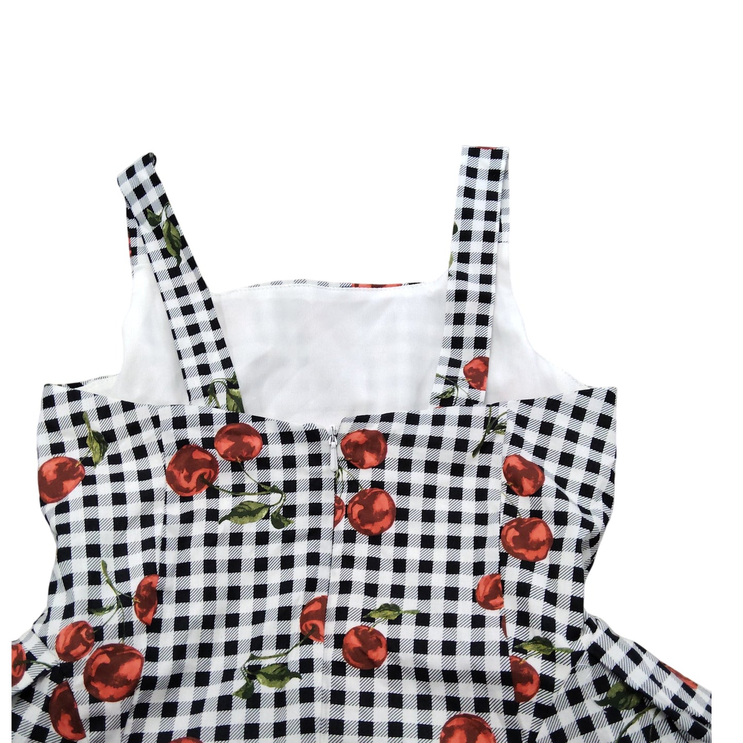 Cute Gingham Cherry Print Dress 7 Years Girls Sleeveless Flare Summer