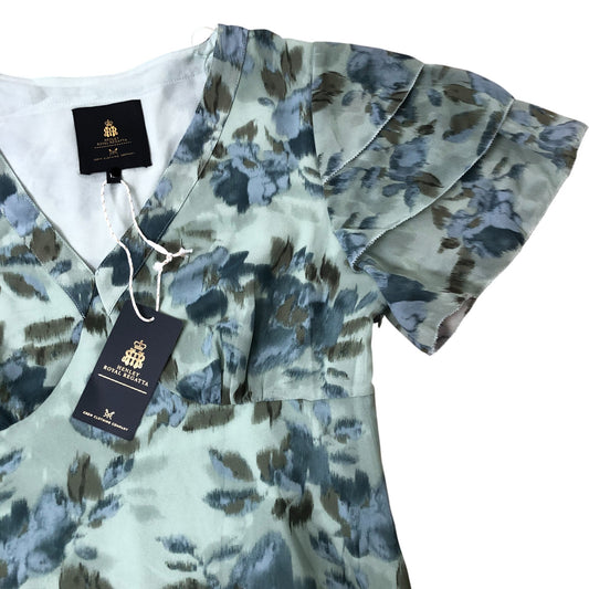 Crew Clothing Henley Royal Regatta Floral Dress Size 6 Short Sleeve Soft Green