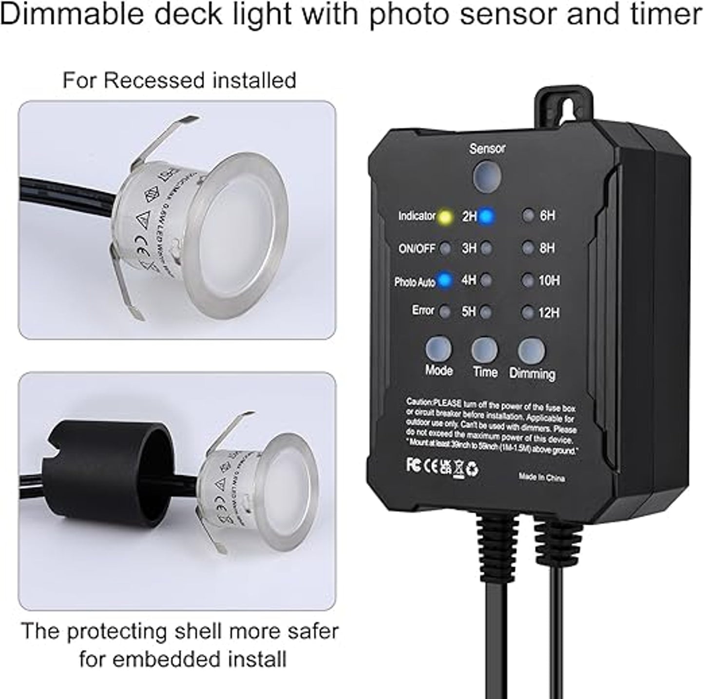SMY Lighting Dimmable LED Deck Lights with Timer and Photocell Sensor