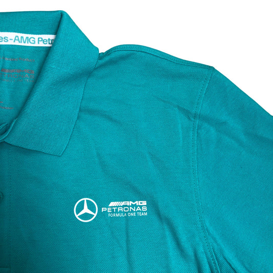 Mercedes-AMG Petronas Team Polo Shirt L Men's Cool Aqua Display Logo