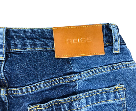 Reiss Birch Patch Straight Leg Jeans 30R Women's Mid Blue Denim Style