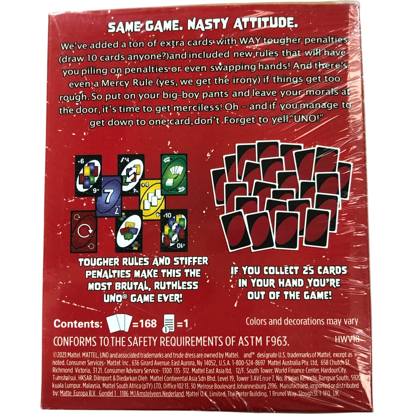 Uno Show Em No Mercy Card Game 2-6 Players Mattel Games New Sealed