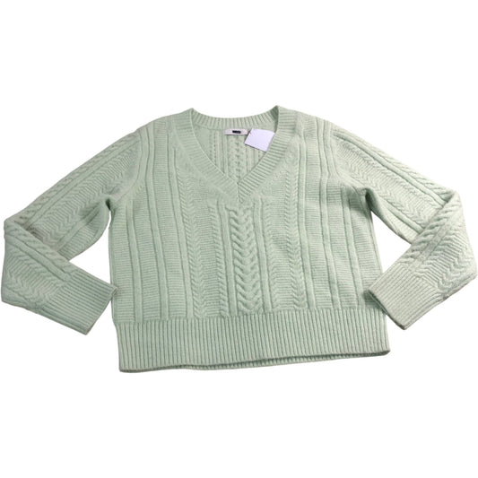Women's Size 12 Mint Green Cable Knit Sweater V Neck Long Sleeve