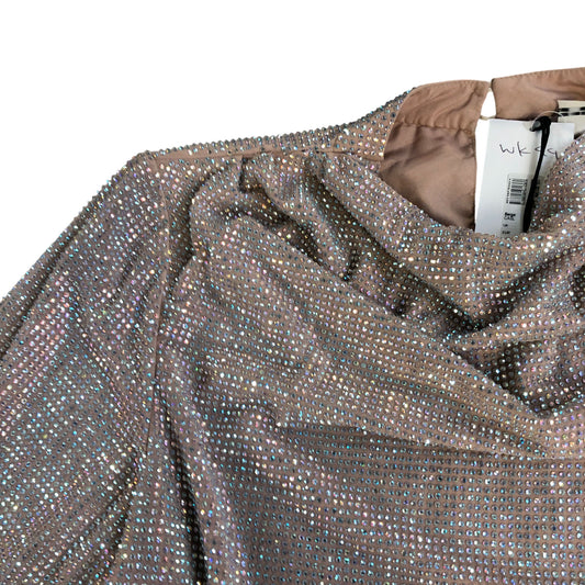 River Island Women's Blouse Long Sleeve Size 12 Pink Embellished