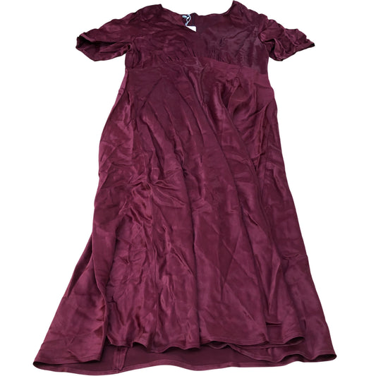 Baukjen Midi Dress Viscose Burgundy Size 16 Women's Short Sleeve Elegant