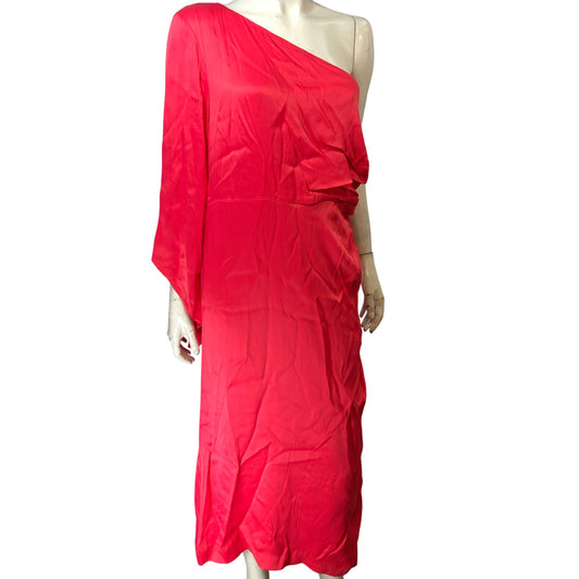 Branded Chic One Shoulder Dress Women's Elegant Red Maxi Dress Size UK16
