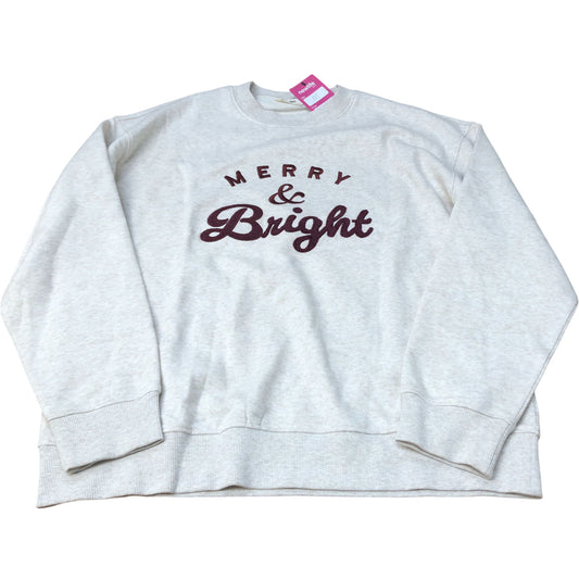 Merry & Bright Sweatshirt UK Size M Women's Cotton Cream
