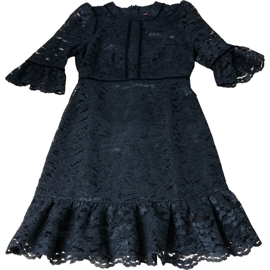 Branded Black Lace Ruffle Mini Dress - Size 6