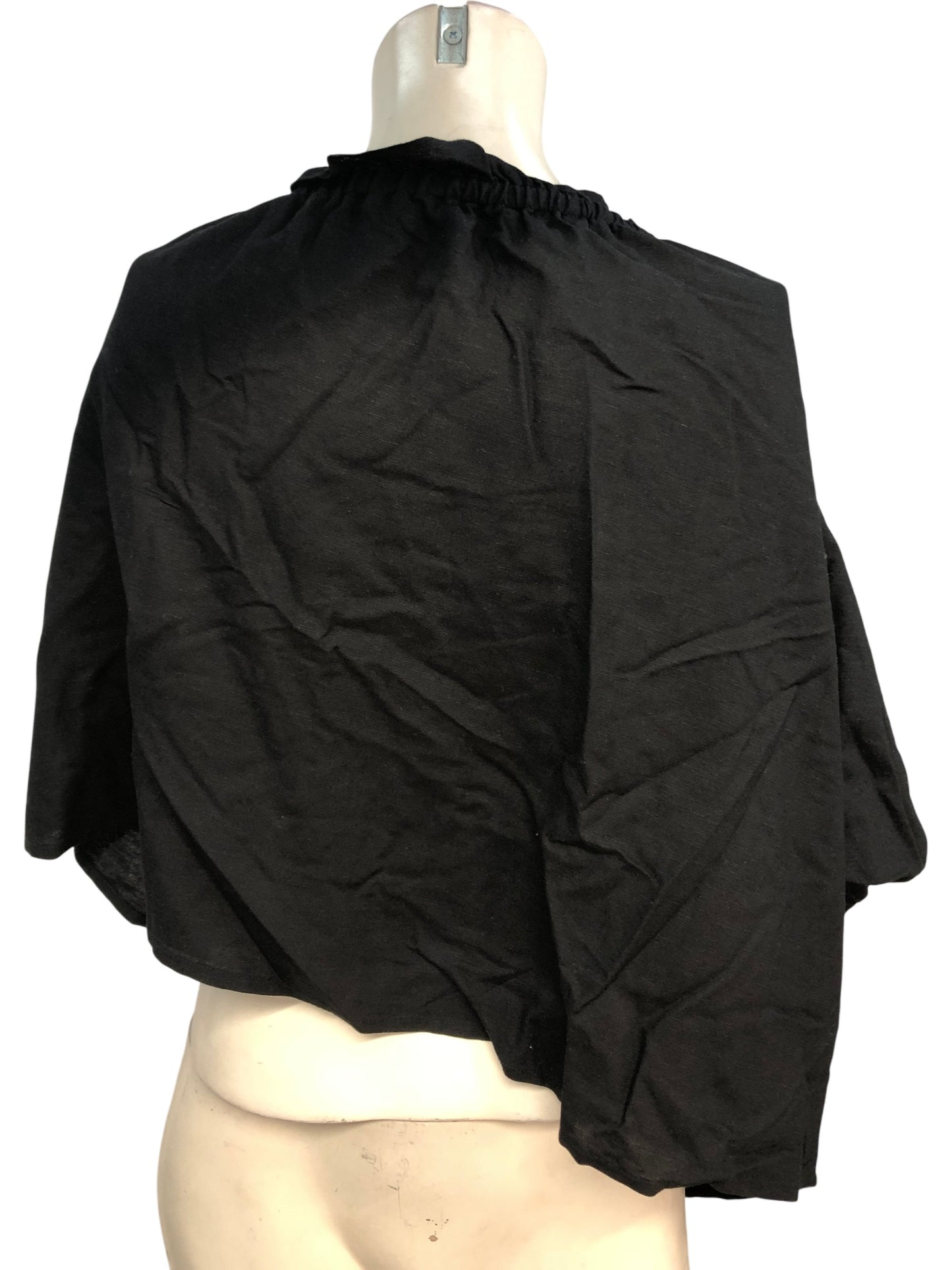 River Island Black Top UK16 Women's Lightweight Frill Neck Short Sleeve