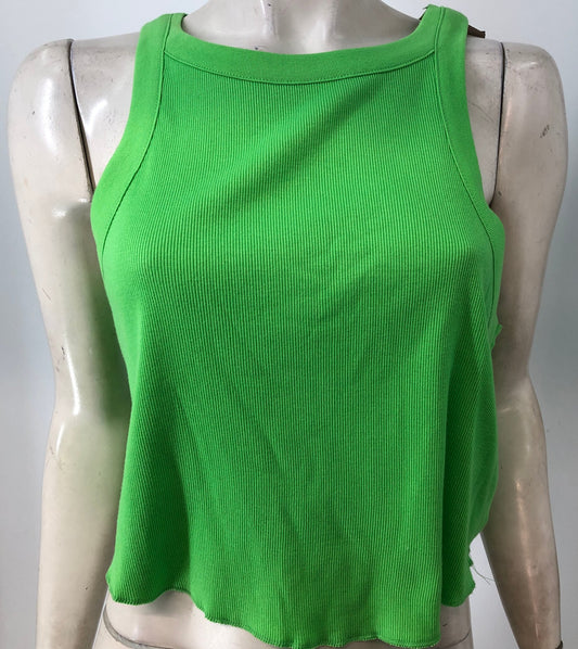 River Island Essential Tank Top UK18 Women's Bright Green Ribbed Sleeveless
