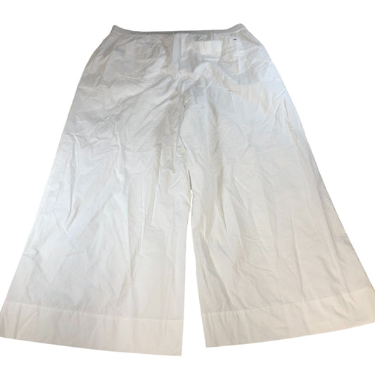 Tommy Hilfiger Wide Leg Trousers Women's White Cotton Elasticated Waist UK20