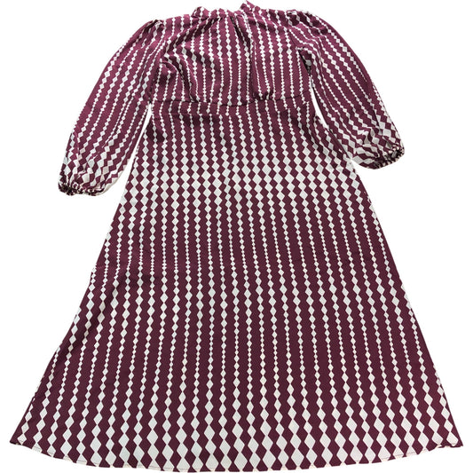 Friends Like These Red Geometric Long Sleeve Midi Dress - Size 14